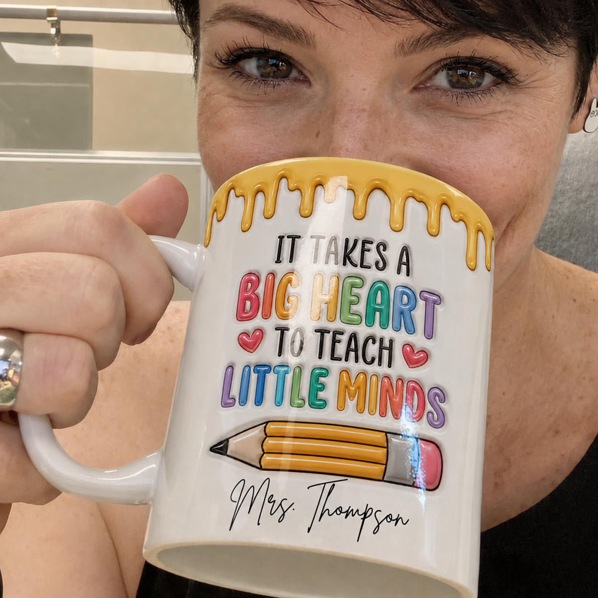 Personalized Teacher Mug, Custom Name Big Heart Little Minds Mug, Back to School Gift
