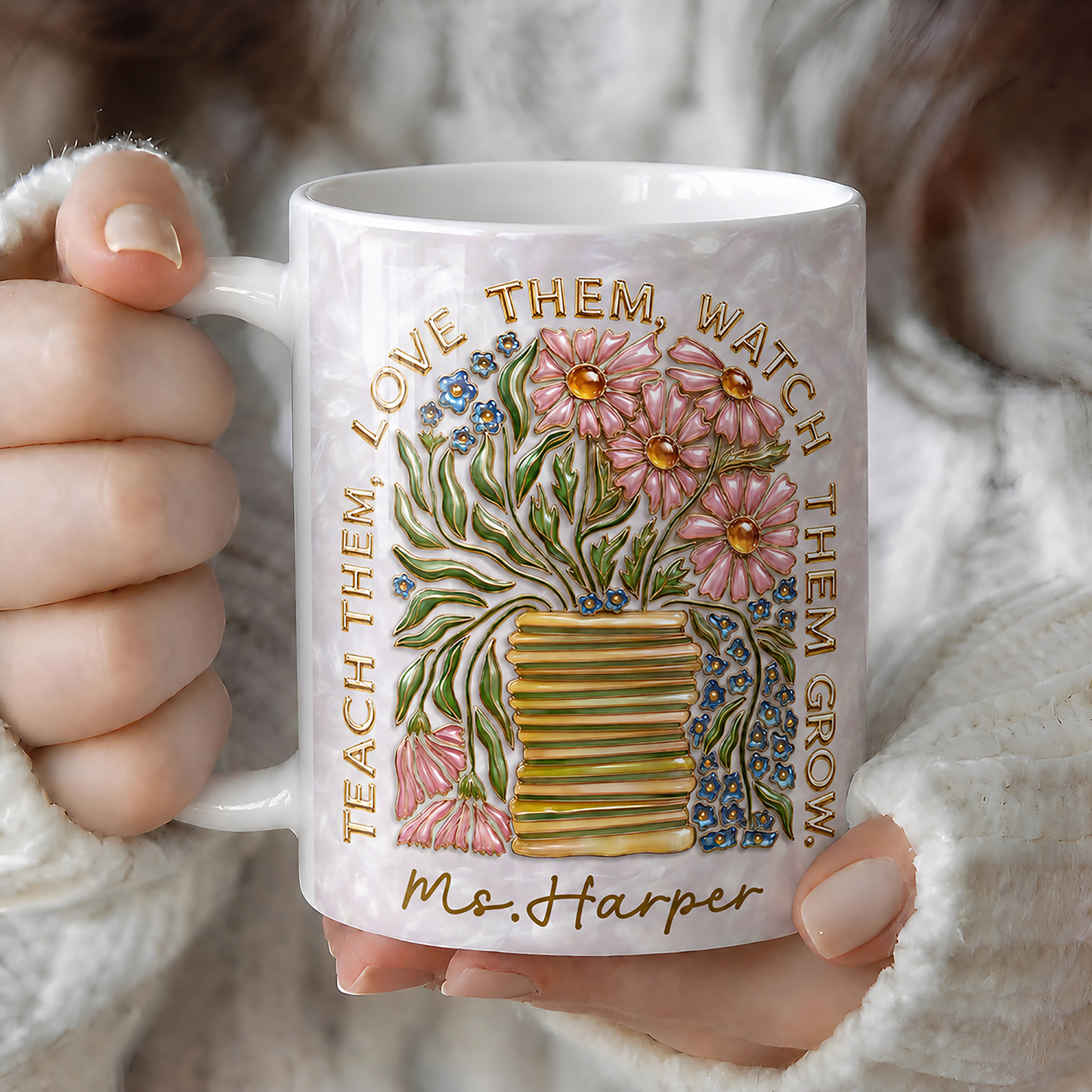 Personalized Teacher Mug, Custom Name Mug, Teach Them Love Them Teacher Gift