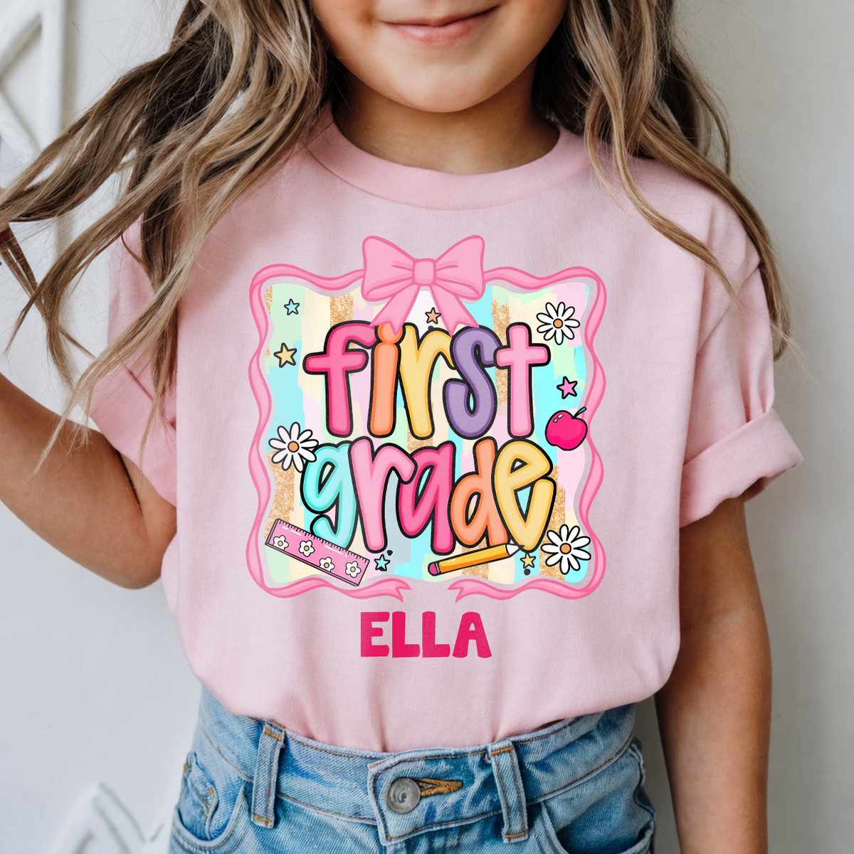 Personalized Kids Grade Shirt, Custom Name Youth Tee for Back to School