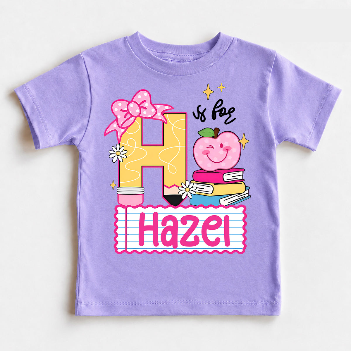 Personalized Girls Back to School Shirt, Custom Name and Initial Kids Tee