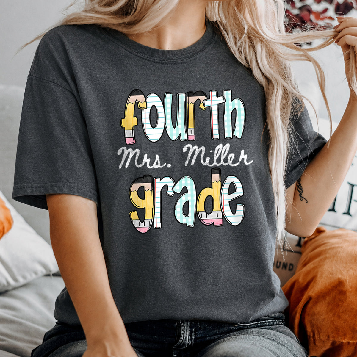 Personalized Grade Teacher Shirt, Custom Teacher Name T-Shirt and Sweatshirt, Back to School Teacher Gift