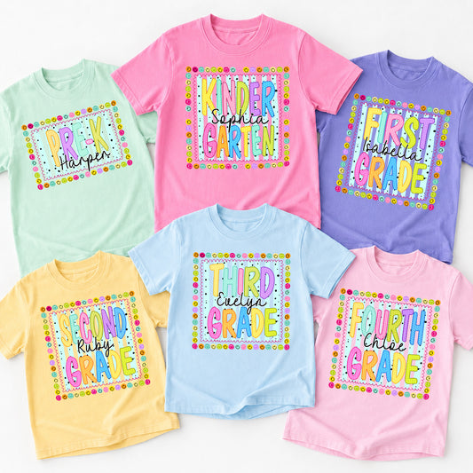 Personalized Kids Back to School Shirt, Custom Name and Grade Youth Tee