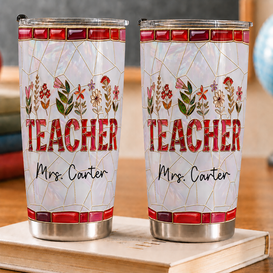 Personalized Teacher Tumbler, Custom Teacher Name 20 oz Tumbler, Back to School Gift