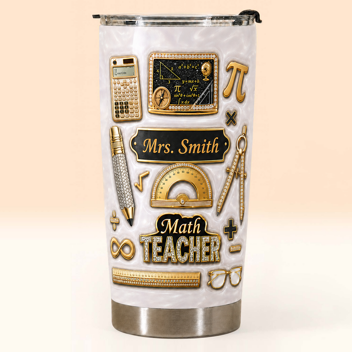 Personalized Math Teacher Tumbler, Custom Teacher Name 20 oz Tumbler, Back to School Gift