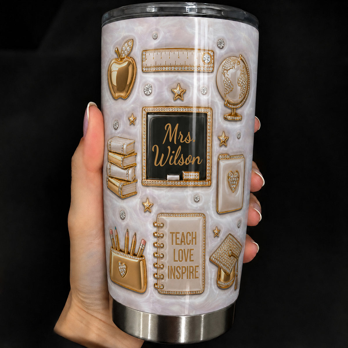 Personalized Teacher Tumbler, Custom Teacher Name 20 oz Back to School Gift