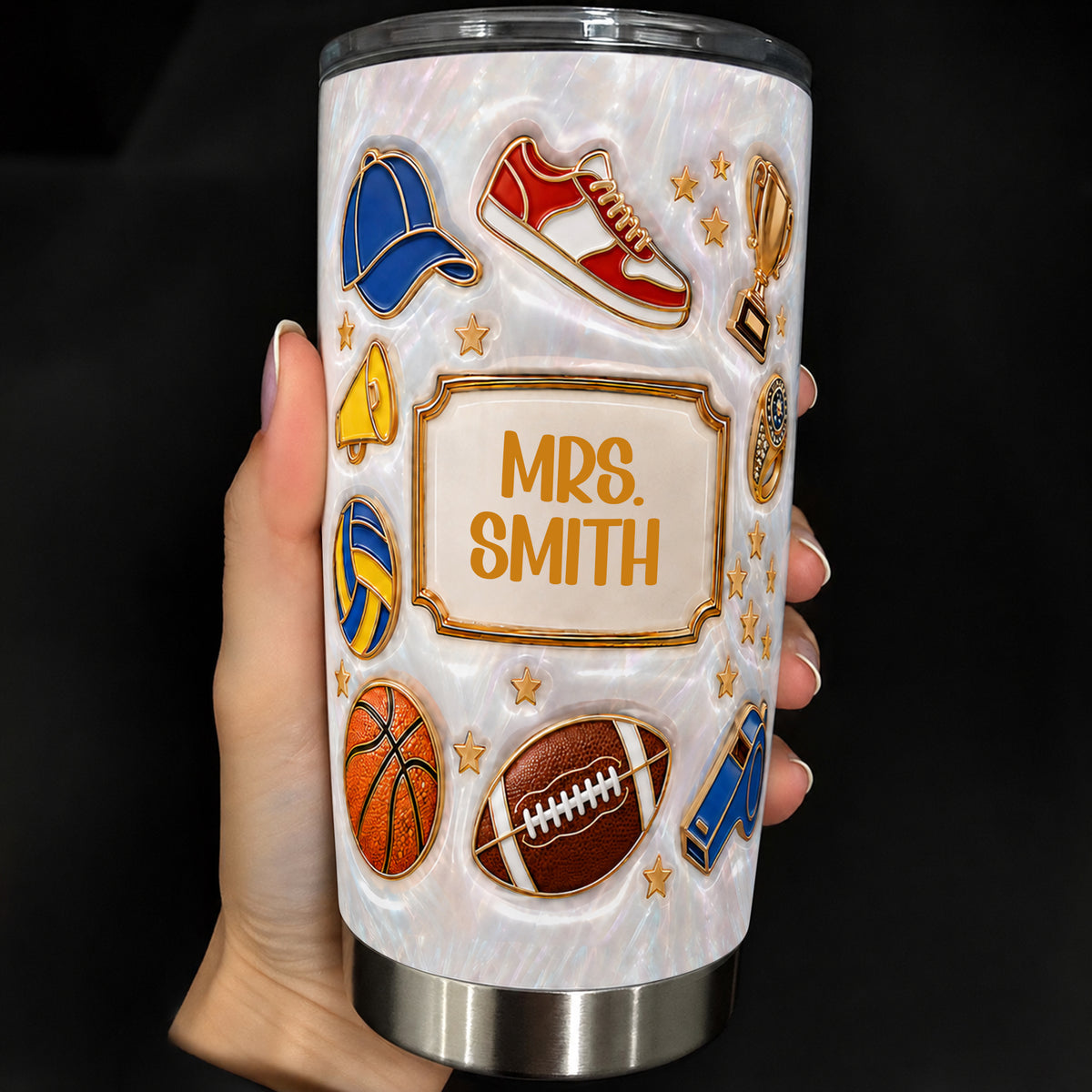 Personalized Sports Teacher Tumbler, Custom Teacher Name 20 oz Tumbler, Back to School Gift