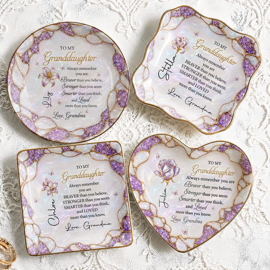 Personalized To My Granddaughter Ceramic Jewelry Dish – Gift From Grandma