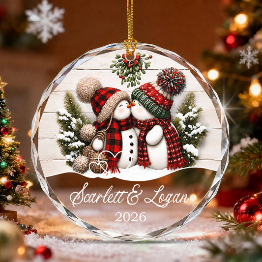 Personalized Couple Christmas Ornament – Snowman Anniversary Keepsake Gift