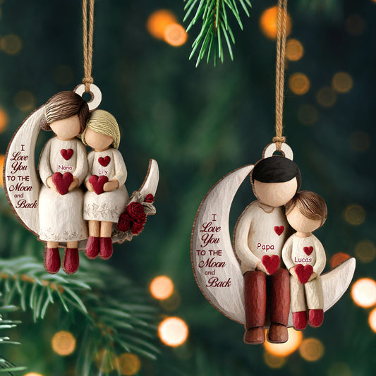 Personalized Grandparents & Grandchild Wood Ornament – Family Christmas Keepsake Gift