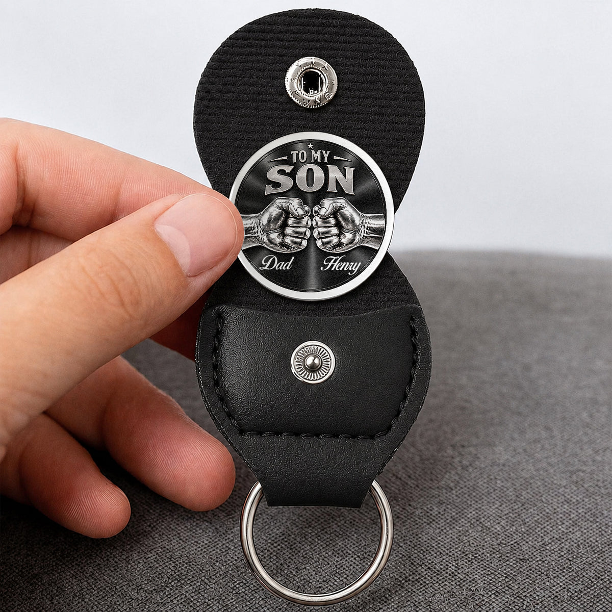 Personalized To My Son Pocket Hug Coin – Just Do Your Best Fist Bump Dad & Son Custom Names Gift For Son
