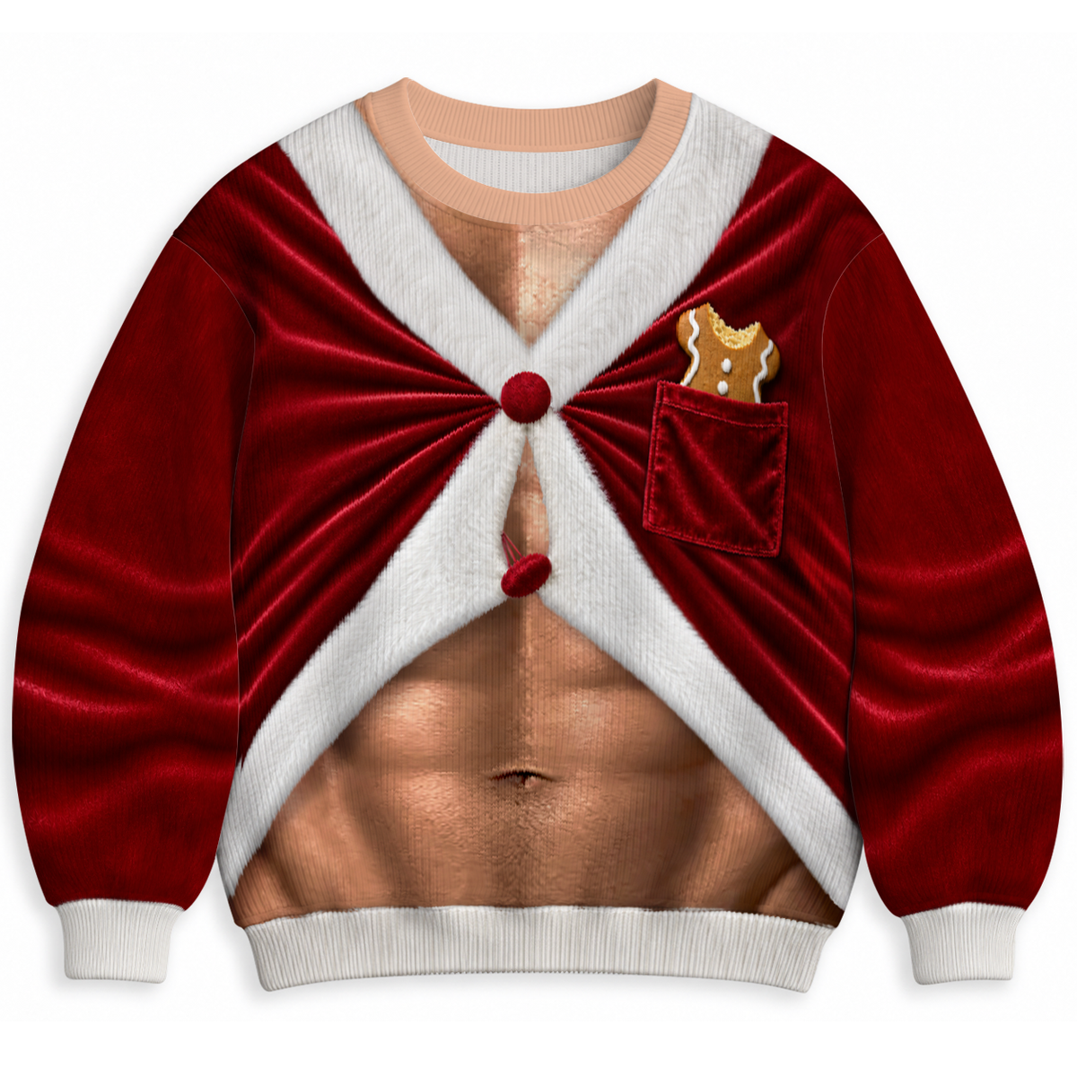 Sweat-shirt moche personnalisé et amusant - Cadeaux de Noël ou d'anniversaire personnalisés pour mari, fils, petit-fils, frère, grand-père, papa, ou pour vous-même - Les abdos du Père Noël sont de sortie aujourd'hui