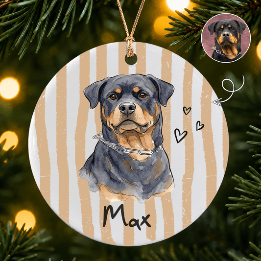 Personalized Pet Memorial Photo Ceramic Ornament – Paw Prints Christmas Keepsake