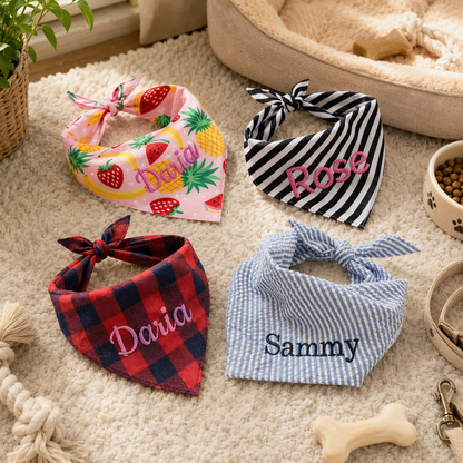 Personalized Pet Bandana, Custom Embroidered Dog Bandana, Cute Name Bandana for Dogs and Cats