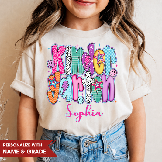 Personalized Kids Grade Shirt, Custom Name Back to School Youth T-Shirt For Girl
