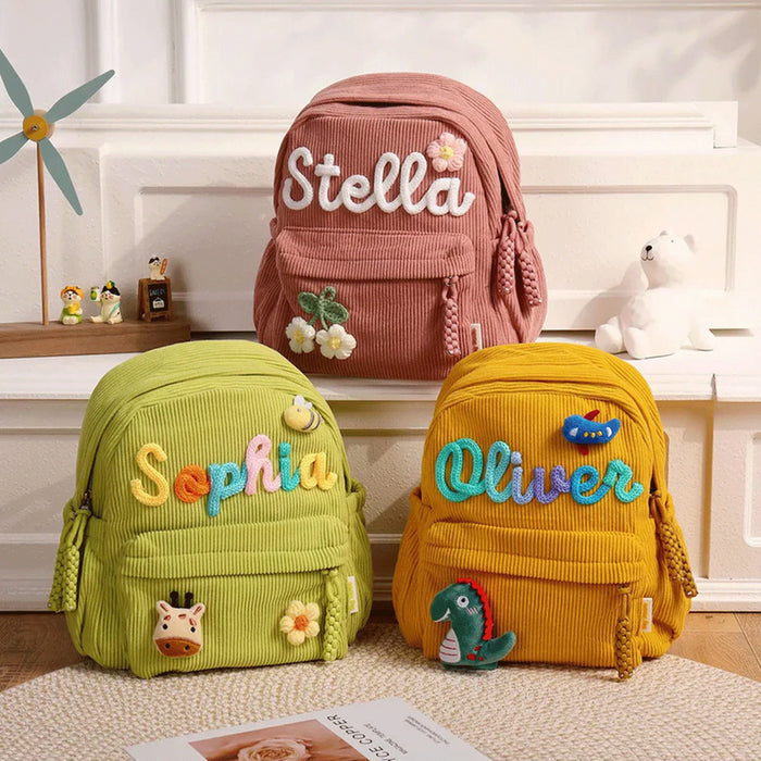 Personalized Kids Backpack, Custom Name School Bag with Letters and Charms, Back to School Gift