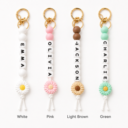 Personalized Name Backpack Keychain, Custom Beaded School Bag Charm, Back to School Gift for Students