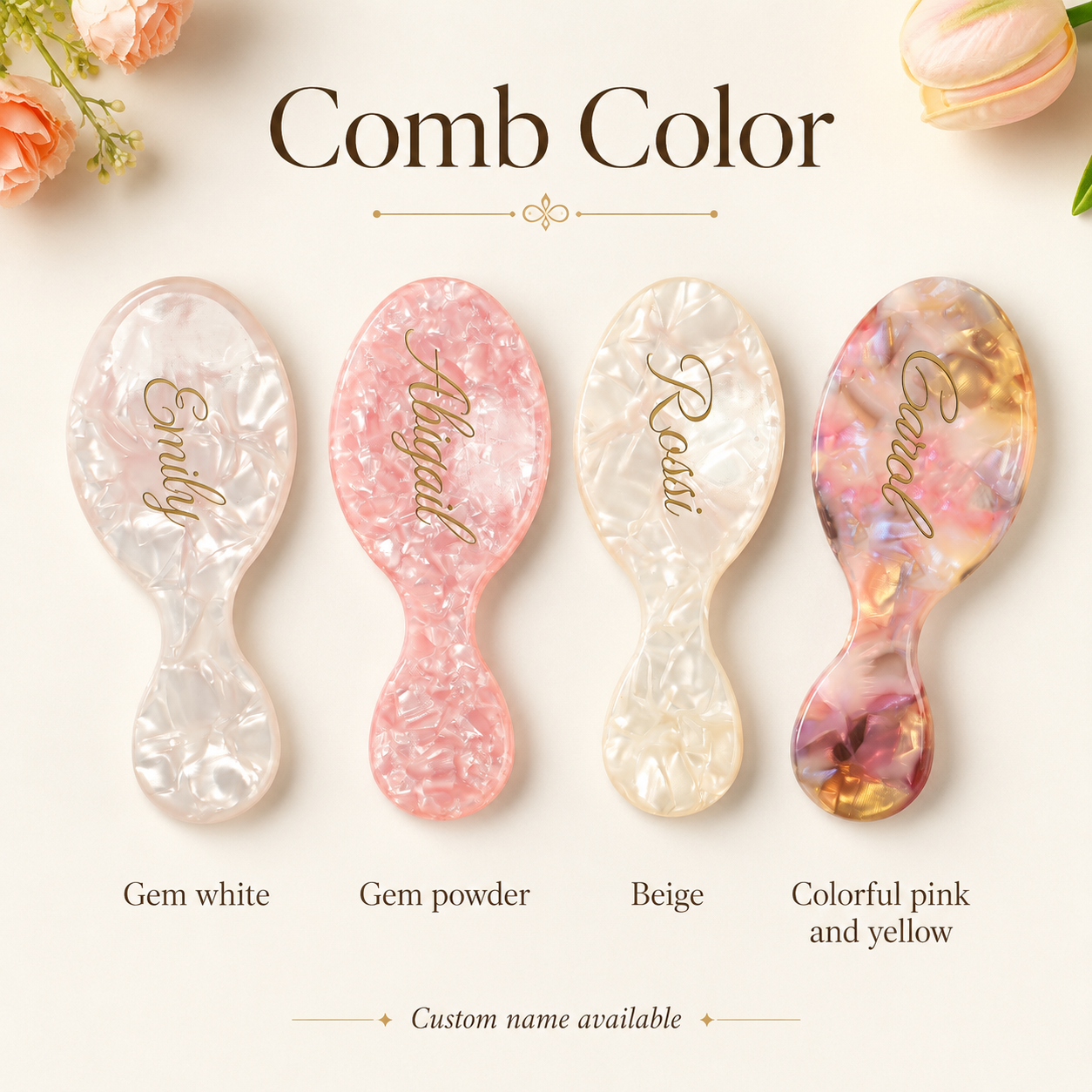 Personalized Air Cushion Hair Brush, Custom Grandma Name Portable Comb, Grandparents Day Gift