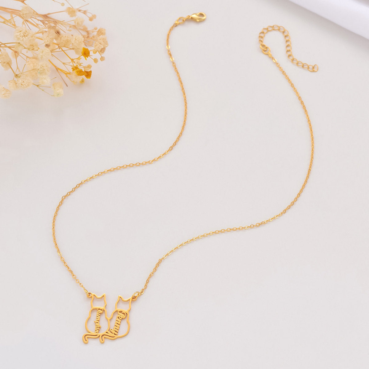 Custom Cat Name Necklace, Personalized Stainless Steel Cat Pendant, Cat Lover Gift