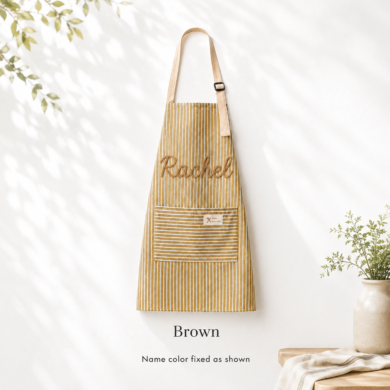 Personalized Grandma Apron, Custom Name Striped Kitchen Apron, Grandparents Day Gift for Grandma