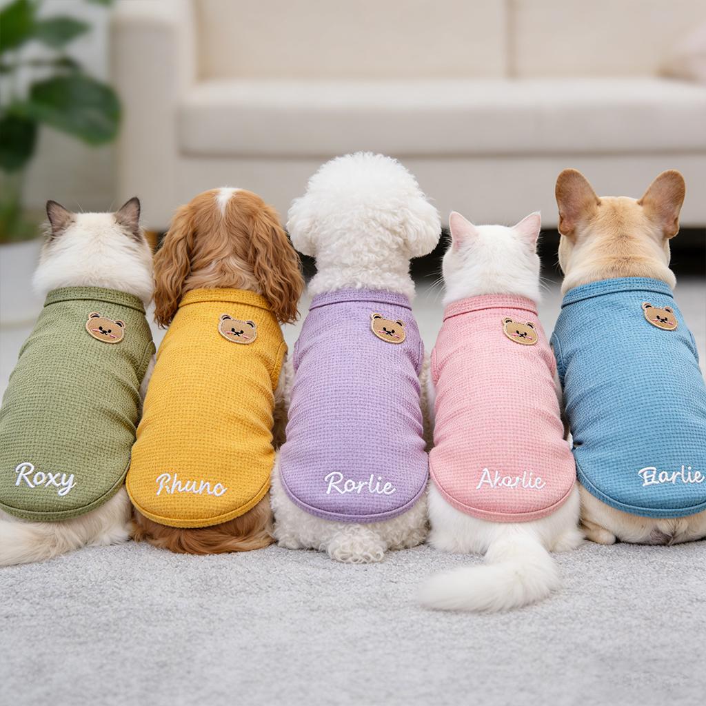Personalized Dog Vest With Name, Thin Waffle Pet Clothes for Dogs and Small Pets