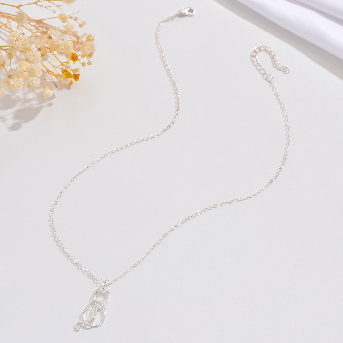 Custom Cat Name Necklace, Personalized Stainless Steel Cat Pendant, Cat Lover Gift