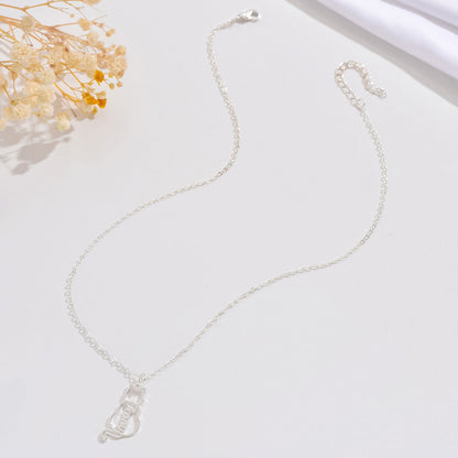 Custom Cat Name Necklace, Personalized Stainless Steel Cat Pendant, Cat Lover Gift