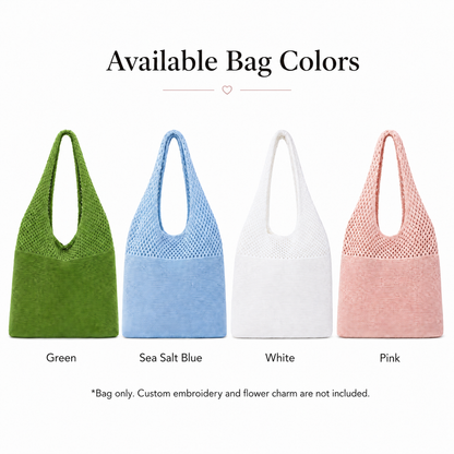 Personalized Knit Hollow-Out Shoulder Bag, Custom Grandma Name Bag, Grandparents Day Gift