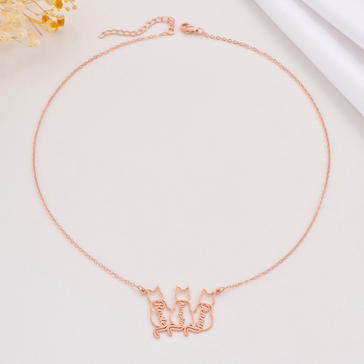 Custom Cat Name Necklace, Personalized Stainless Steel Cat Pendant, Cat Lover Gift