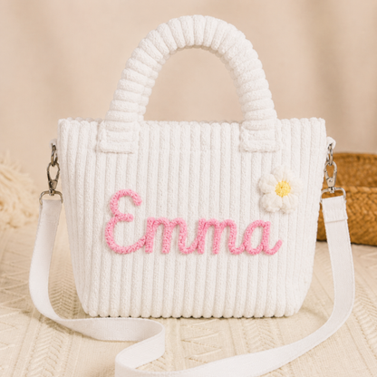Personalized Kids Crossbody Bucket Bag With Name, Corduroy Student Bag, Back to School Gift