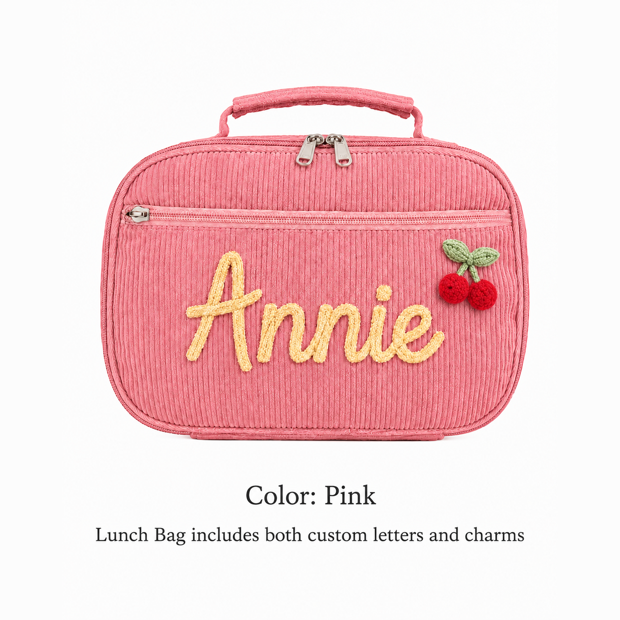 Kids Lunch Bag With Optional Personalized Name and Charm, Back to School Lunch Box for Students