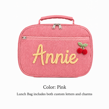 Kids Lunch Bag With Optional Personalized Name and Charm, Back to School Lunch Box for Students