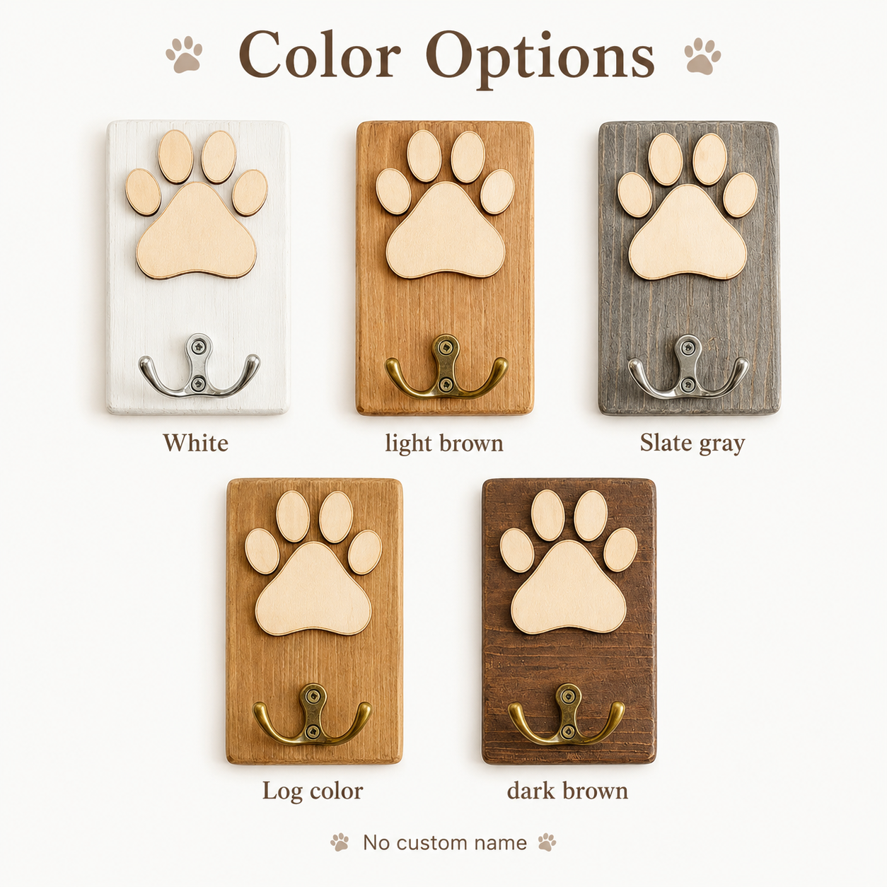 Personalized Wooden Dog Paw Hook, Custom Pet Name Wall Hook, Dog Leash Holder