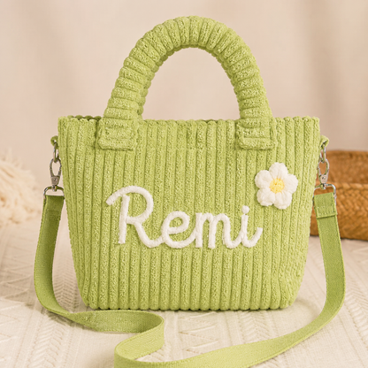 Personalized Kids Crossbody Bucket Bag With Name, Corduroy Student Bag, Back to School Gift