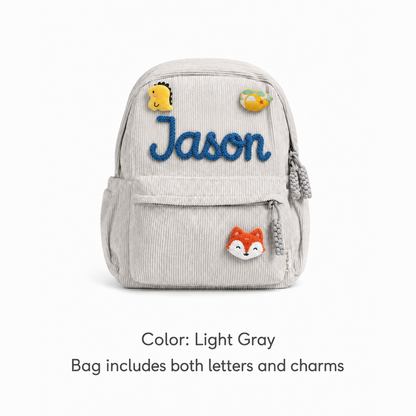 Personalized Kids Backpack, Custom Name School Bag with Letters and Charms, Back to School Gift