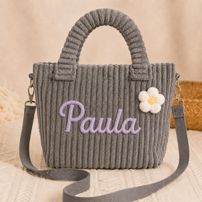 Personalized Kids Crossbody Bucket Bag With Name, Corduroy Student Bag, Back to School Gift