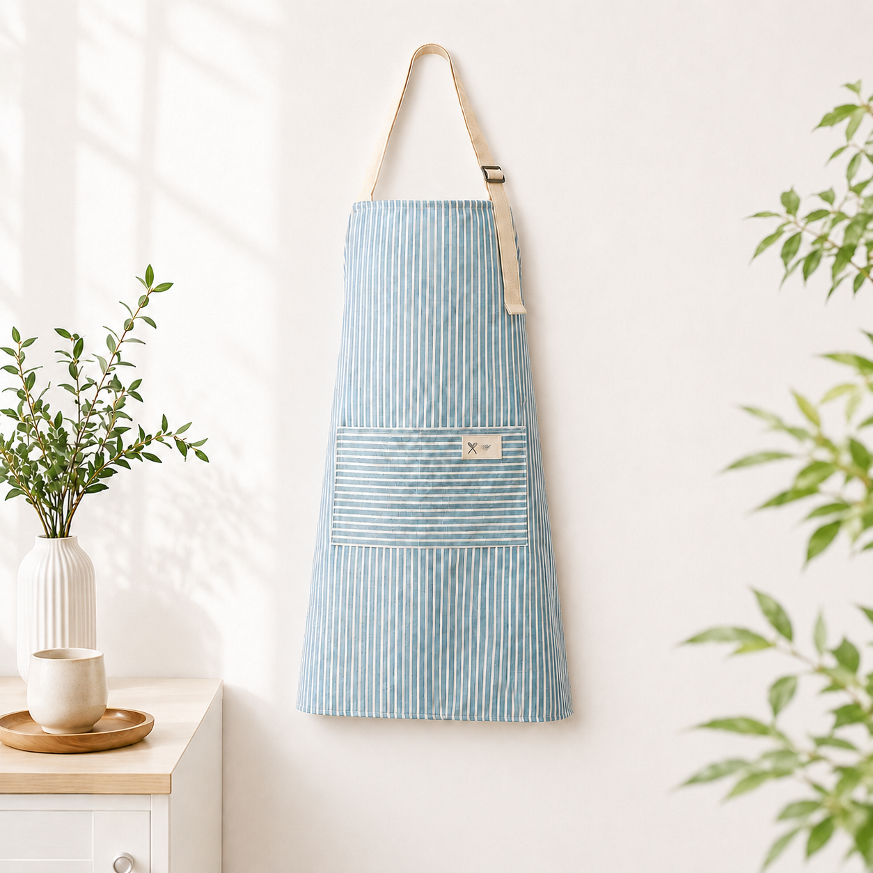 Personalized Grandma Apron, Custom Name Striped Kitchen Apron, Grandparents Day Gift for Grandma