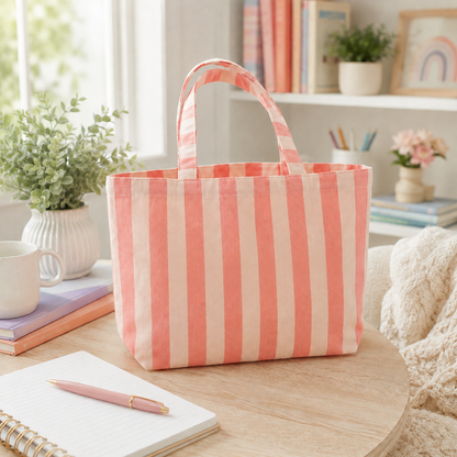 Personalized Teacher Tote Bag, Custom Name Striped Tote Bag, Back to School Teacher Gift