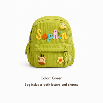 Personalized Kids Backpack, Custom Name School Bag with Letters and Charms, Back to School Gift