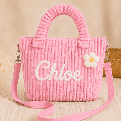 Personalized Kids Crossbody Bucket Bag With Name, Corduroy Student Bag, Back to School Gift