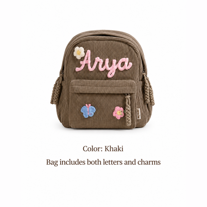Personalized Kids Backpack, Custom Name School Bag with Letters and Charms, Back to School Gift