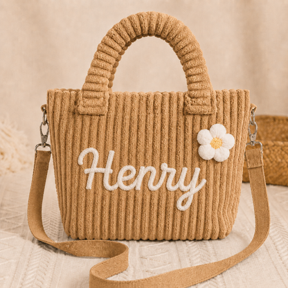 Personalized Kids Crossbody Bucket Bag With Name, Corduroy Student Bag, Back to School Gift