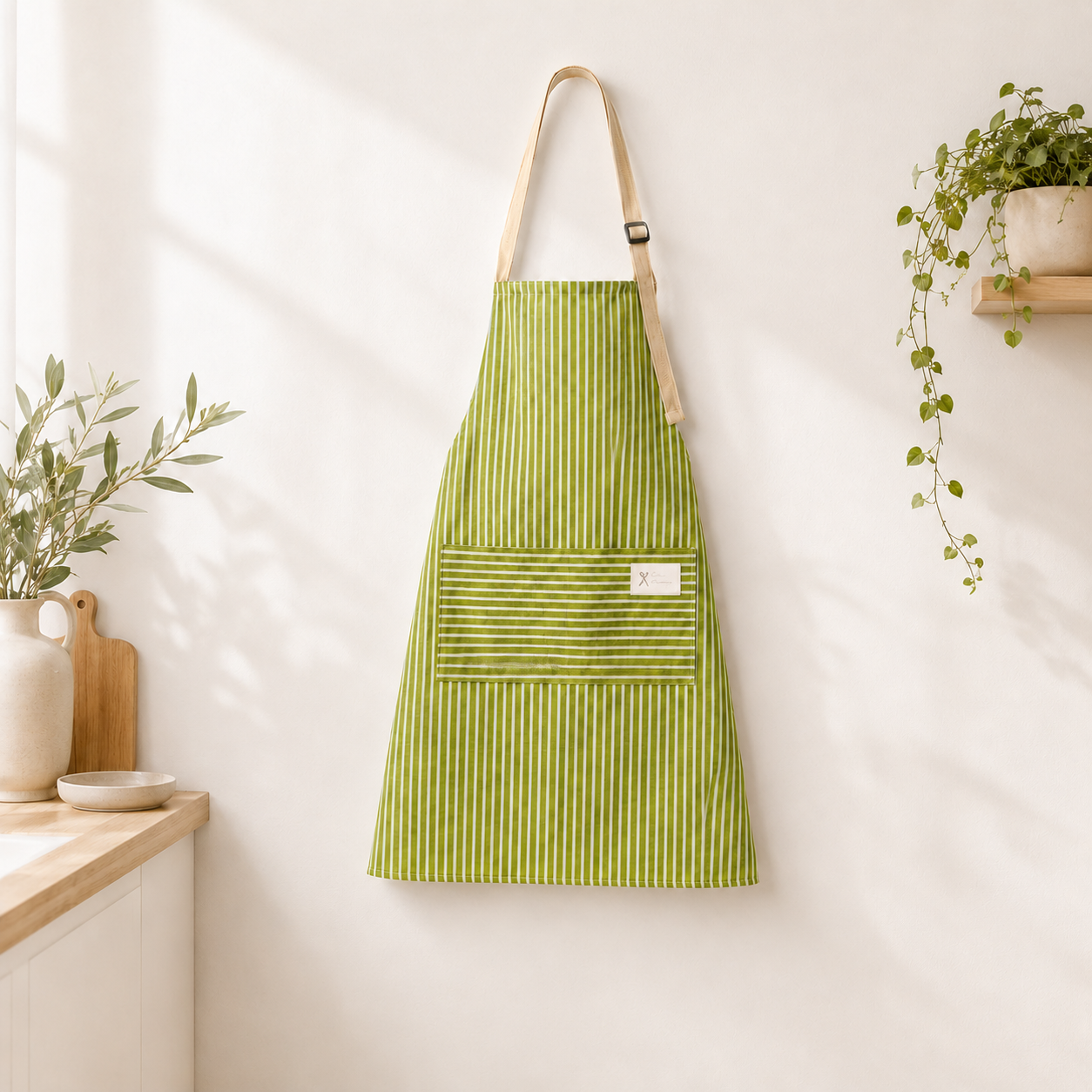 Personalized Grandma Apron, Custom Name Striped Kitchen Apron, Grandparents Day Gift for Grandma