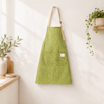 Personalized Grandma Apron, Custom Name Striped Kitchen Apron, Grandparents Day Gift for Grandma