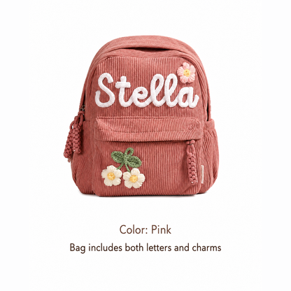 Personalized Kids Backpack, Custom Name School Bag with Letters and Charms, Back to School Gift