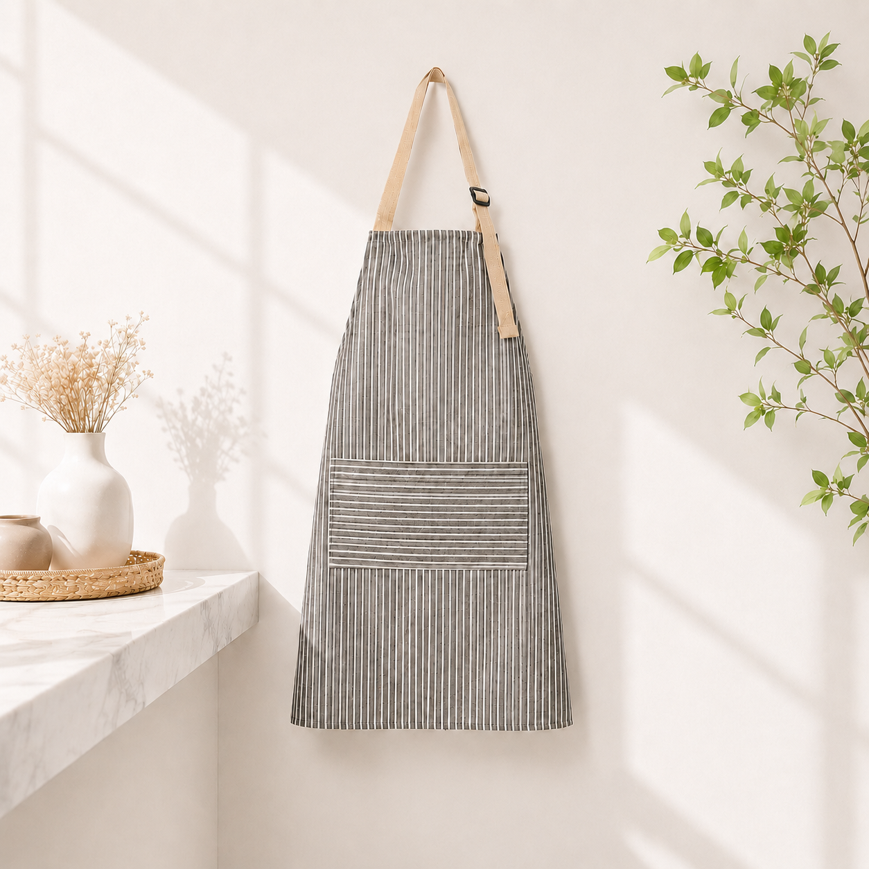 Personalized Grandma Apron, Custom Name Striped Kitchen Apron, Grandparents Day Gift for Grandma