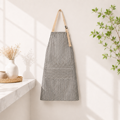 Personalized Grandma Apron, Custom Name Striped Kitchen Apron, Grandparents Day Gift for Grandma