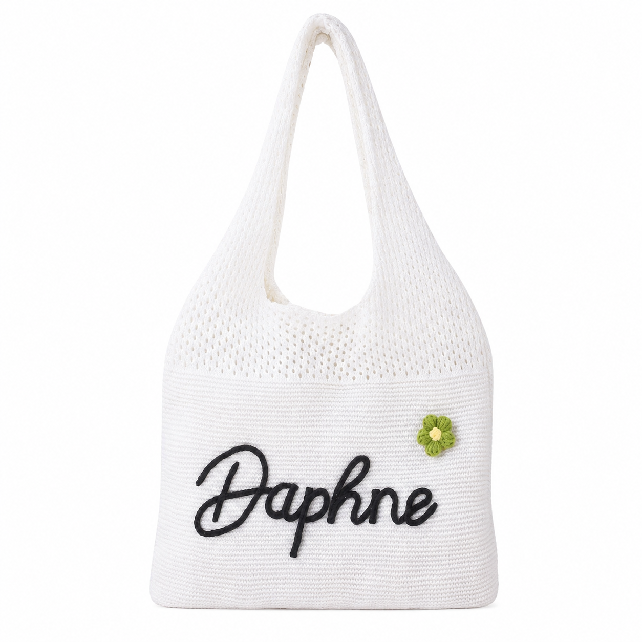 Personalized Knit Hollow-Out Shoulder Bag, Custom Grandma Name Bag, Grandparents Day Gift