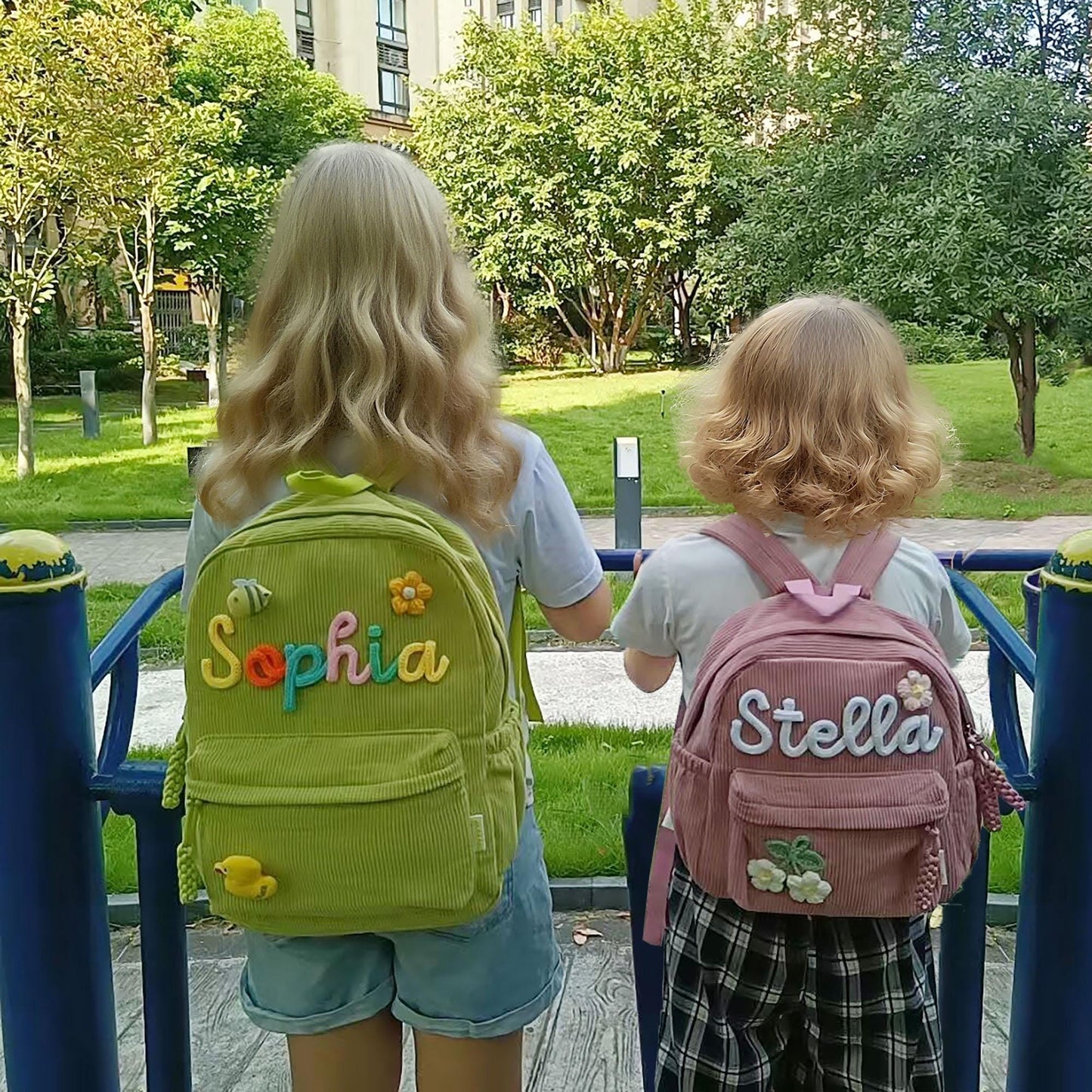 Personalized Kids Backpack, Custom Name School Bag with Letters and Charms, Back to School Gift
