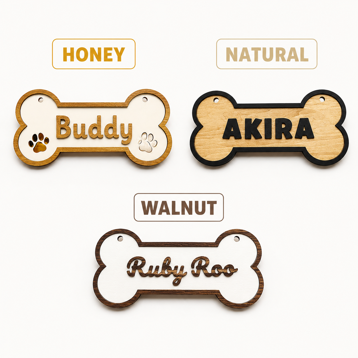 Personalized Dog Bone Name Sign, Custom Wooden Pet Name Wall Decor