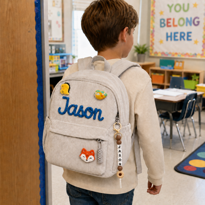 Personalized Name Backpack Keychain, Custom Beaded School Bag Charm, Back to School Gift for Students